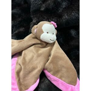 Tiddliwinks 13" Girl Monkey w/ Bow Security Pink & Brown Blanket Lovey Comforter